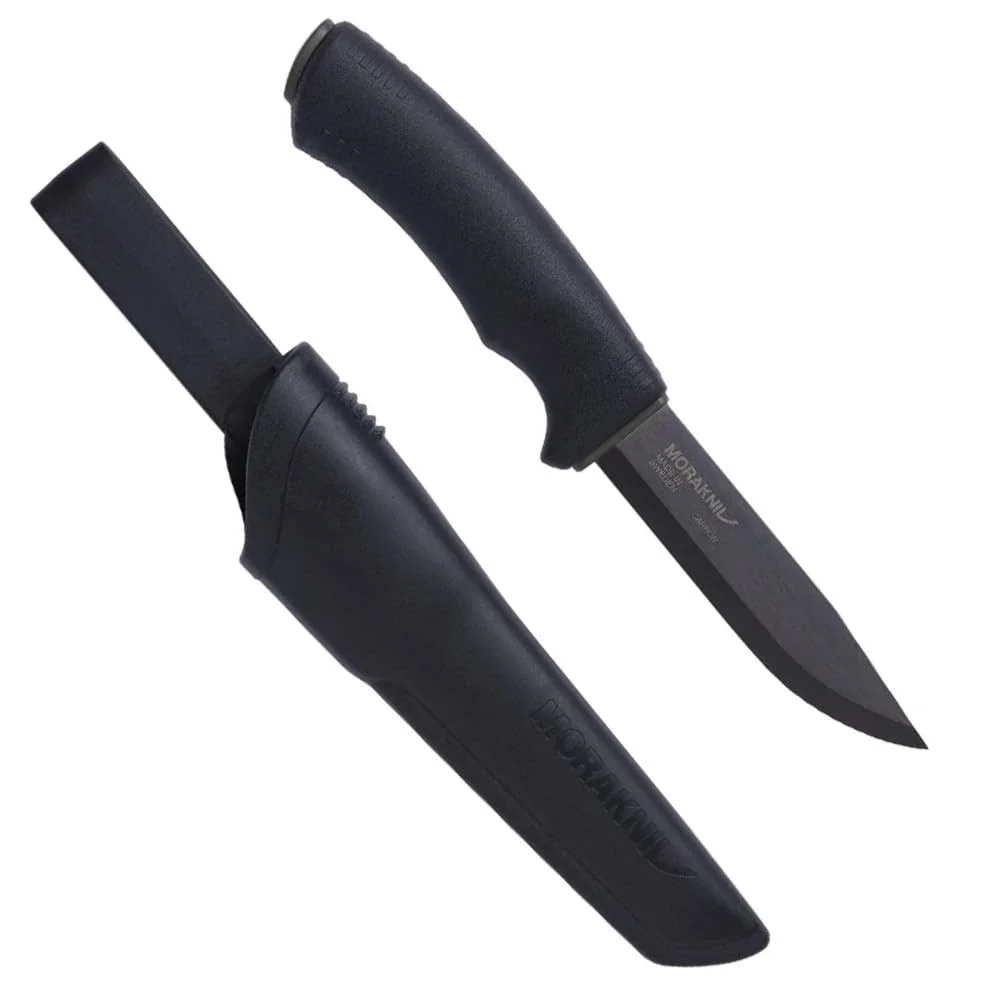 Morakniv 4.3" Carbon Steel Bushcraft Knife w/ Sheath Black Fixed Blade M-10791 - Picture 1 of 9